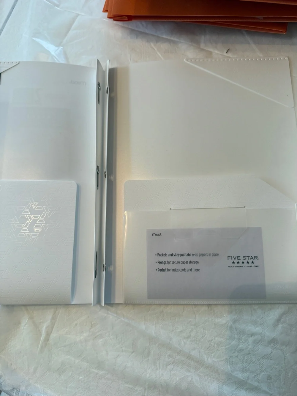 Mead Five Star Pocket Folders New Orange & White (21 Folders)